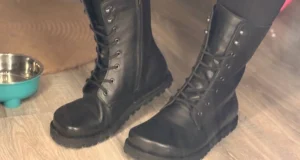 кожаные ботинки черные со шнуровкой